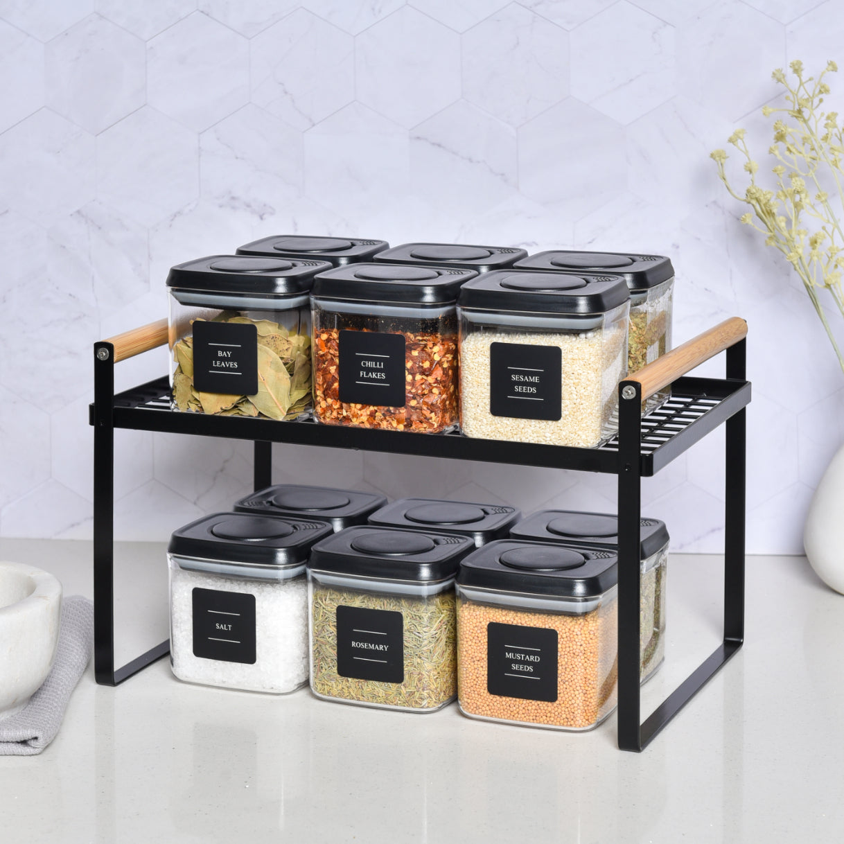 Minimalist Spice Storage Set - Black