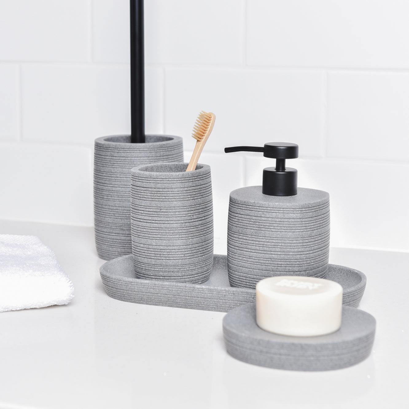 Zen 5pc Bathroom Set - Grey