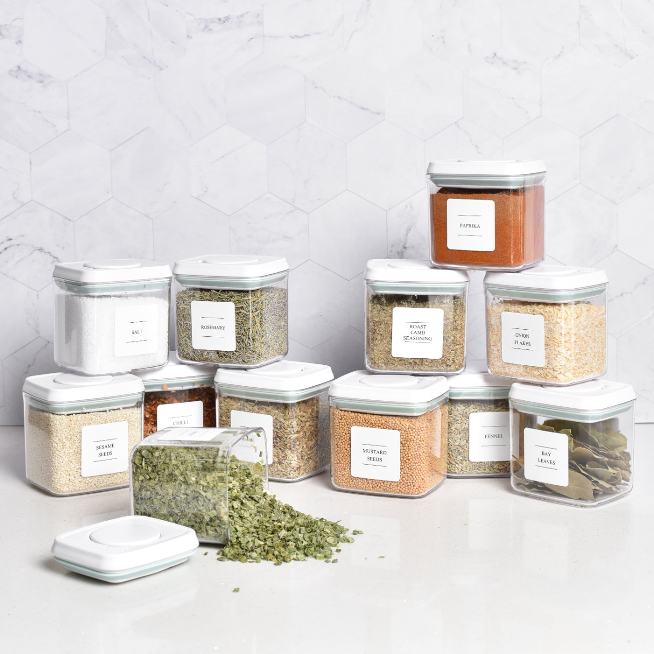 Minimalist Spice Storage Set - White